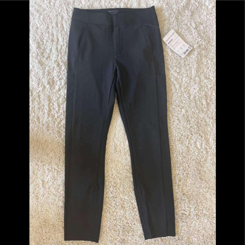 Womens Athleta Black Trouser Pants Size 2 NWT $138 Travel work pants